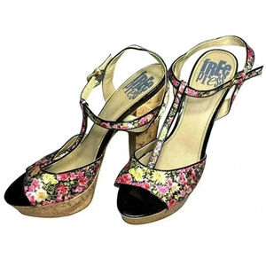 Free Press Floral Cork Platform Sandals Size 10.5